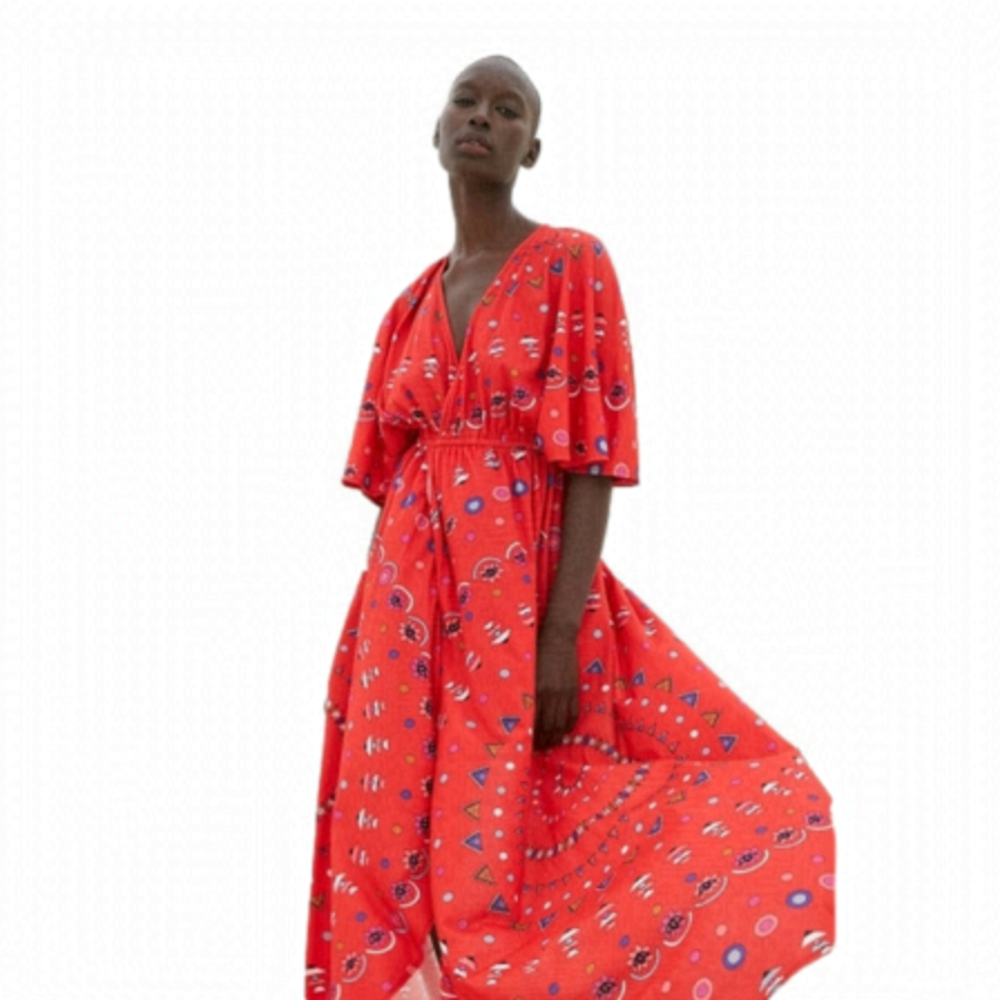 MES Demoiselles Paris Maxi Cherilyn Jersey Printed Dress Size 1 Or LARGE